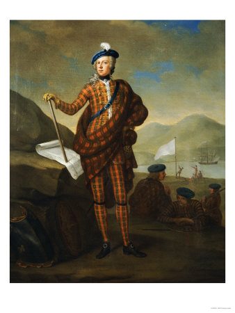 Harlequin Portrait of Prince Charles Edward Stewart (1720-1788), in Red Tartan Coat, Breeches