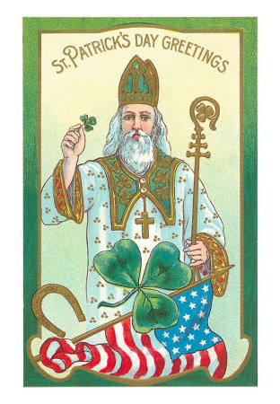St. Patrick with Shamrock and Crozier