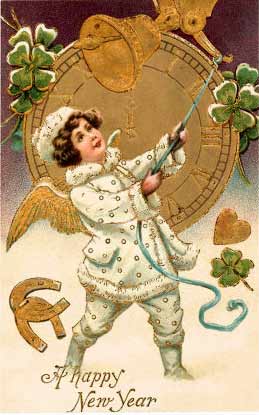 Happy New Year, Victorian Child Ringing Bell