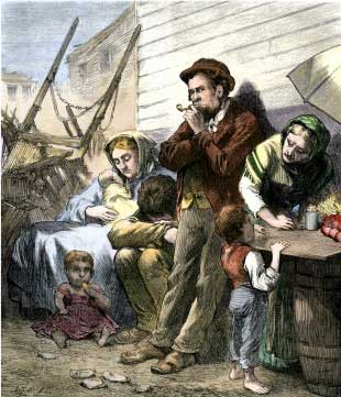 Irish Immigrant Family on a Summer Evening in the Shantytown at the Five Points, New York City