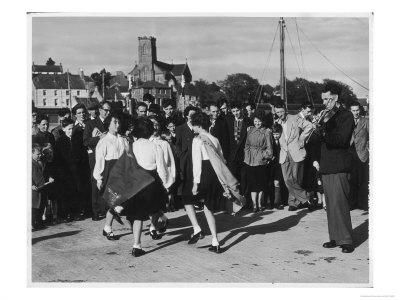 Crowd Watching Girls Performing Traditional Irish Dancing at Killybegs County Donegal Ireland